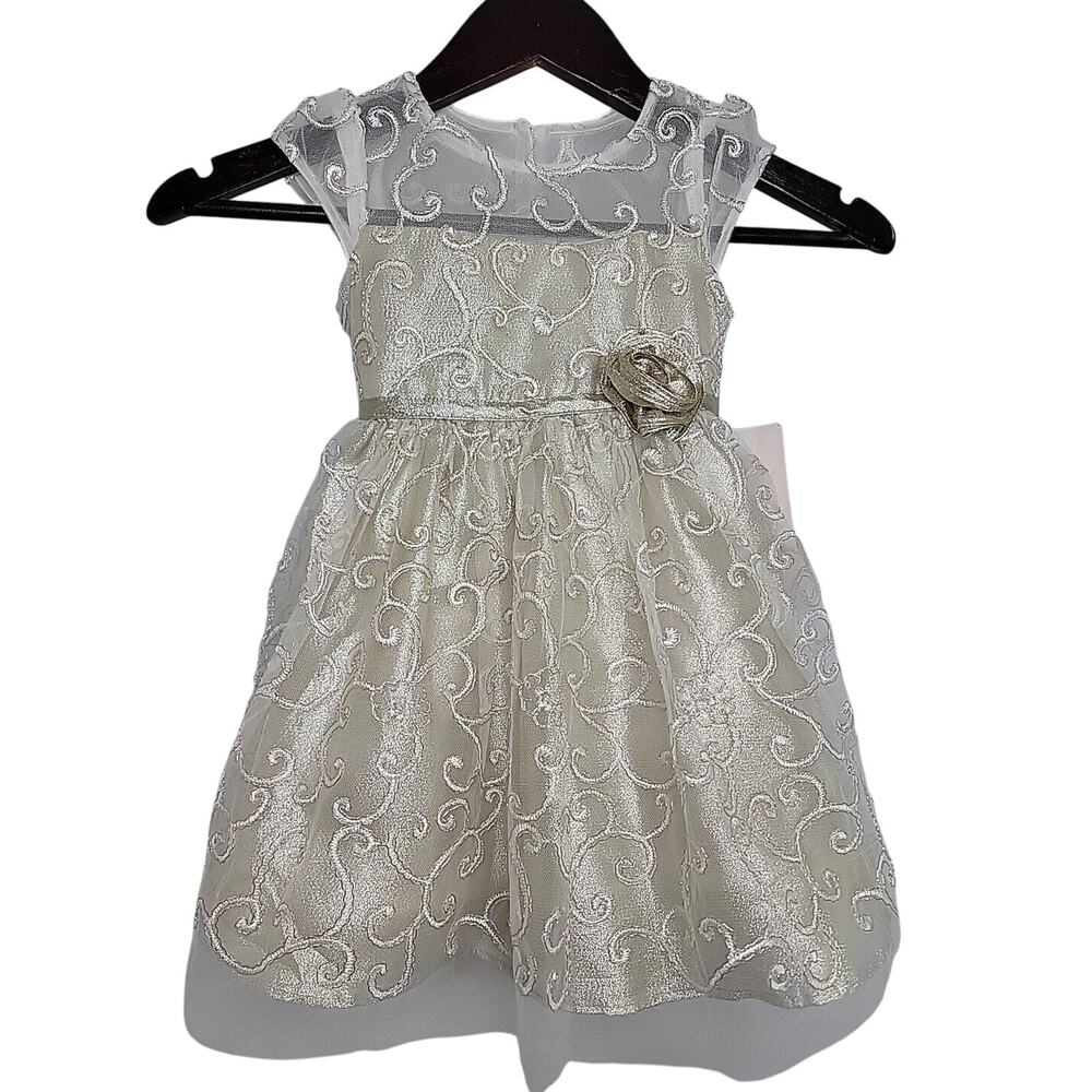 Jona Michelle‎ Girls Toddler Holiday Christmas Dress Gold Lace 3T NWT STUNNING